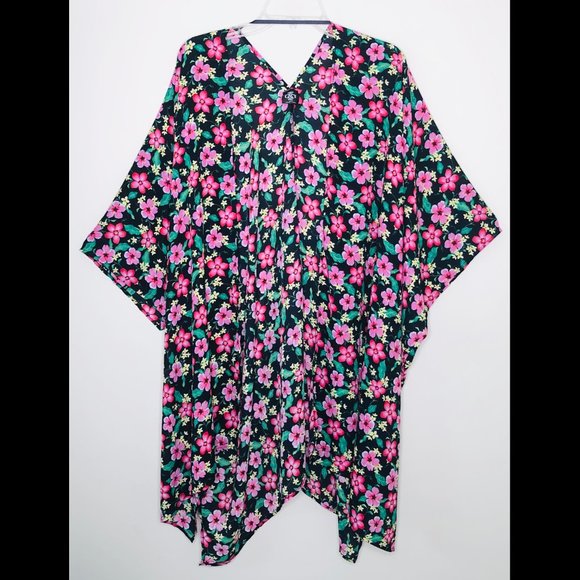 AGNES & DORA | Hawaiian Floral Kimono Robe Swim Coverup Pink XS/S - Picture 2 of 6